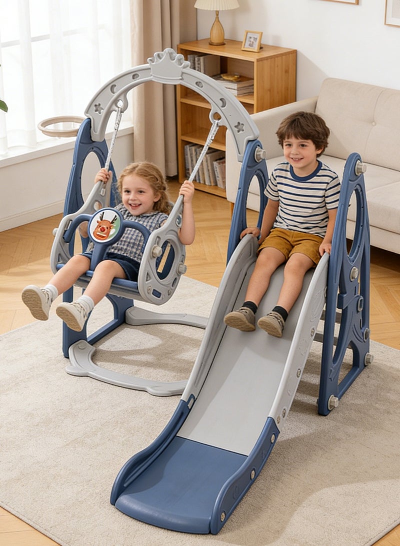 MaBaby 4 in 1 Kids Slide and Swing Set, Indoor/Outdoor Playground for Kids Baby with Basketball Hoop, Climber Slide Toddlers Playset for Boys and Girls Backyard Playground - Image 1